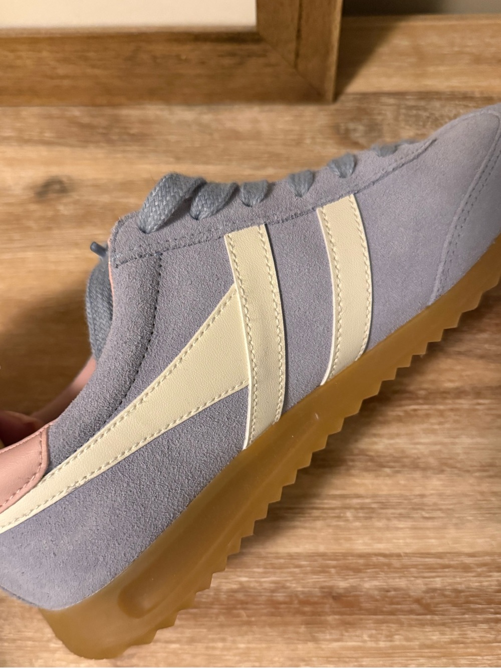 Gola Women's Suede Sneaker in Light Blue with Cream Stripes